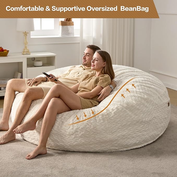 Hobestluk 6ft Bean Bag Chairs for Adults Large Beanbag Chair - Image 4