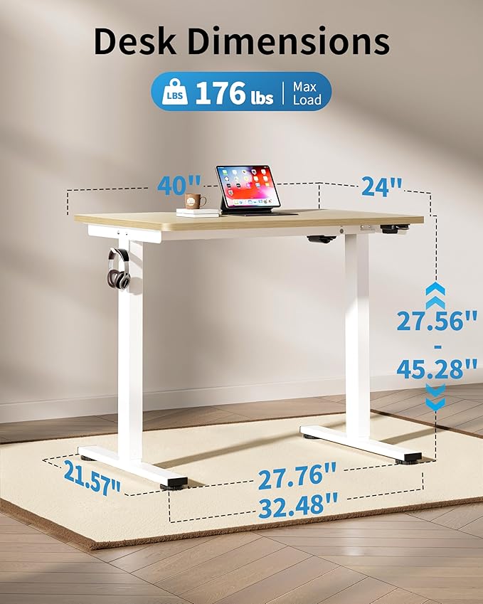 Okin Small Electric Standing Desk, Oak Sit to Stand Computer Workstation - Image 2