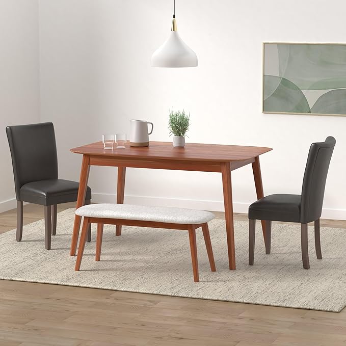 HomePop Parsons Upholstered Accent Dining Chair, Dark Brown Faux Leather - Image 2