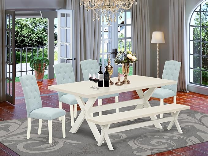 East West Furniture X027CE215-6 6 Piece Dining Room Set Contains a Rectangle - Image 2