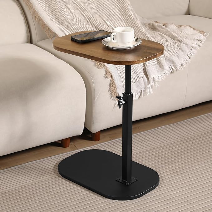 360° Swivel Top C Table for Small Place, Adiustable Height Couch Side Tables by Eansstofars
