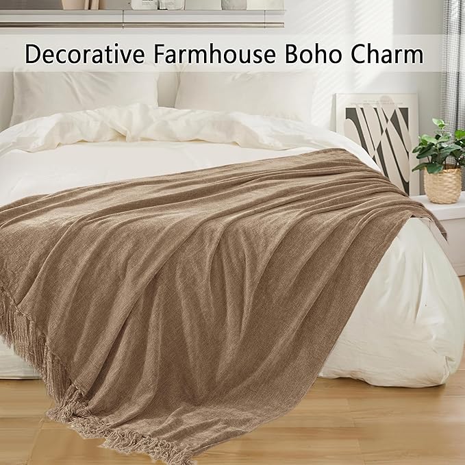 Chenille Throw Blanket for Couch 60"X 80" Twin, Soft Cozy Throws - Image 5