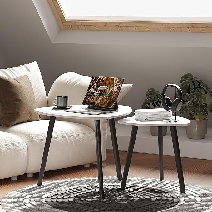 BAMEOS Bamboo Nesting Triangle End Table - Image 3
