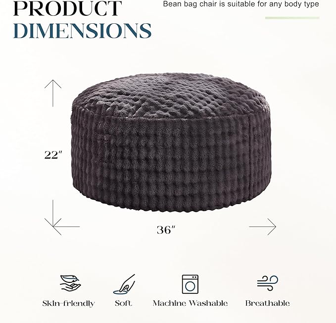 Hobestluk Bean Bag Chairs 3ft Beanbag Chair - Image 2