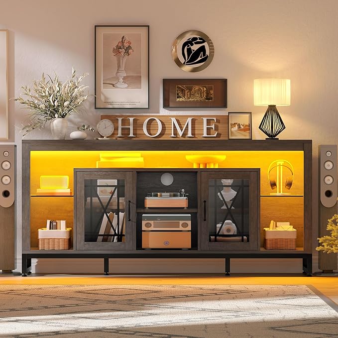 YITAHOME 33.5'' Tall TV Stand for 75 inch TV, LED Entertainment Center - Image 7