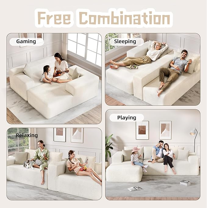 Cloud Sectional Couch, 104”L-Shape Oversized Sofa - Image 3