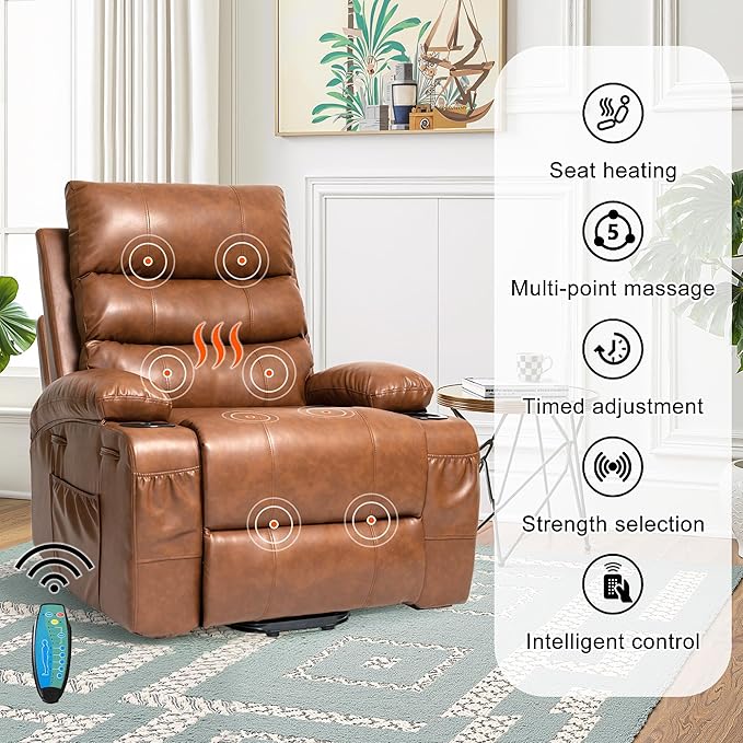 Recliner Chair Power Lift Massage Chair Full Body 21" Large Size Electric - Image 4