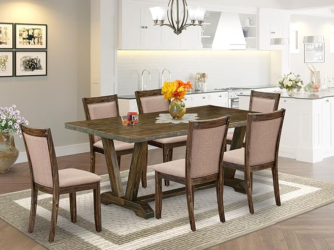 East West Furniture V777MZ716-7 7 Piece Dinette Set Consist of a Rectangle - Image 2