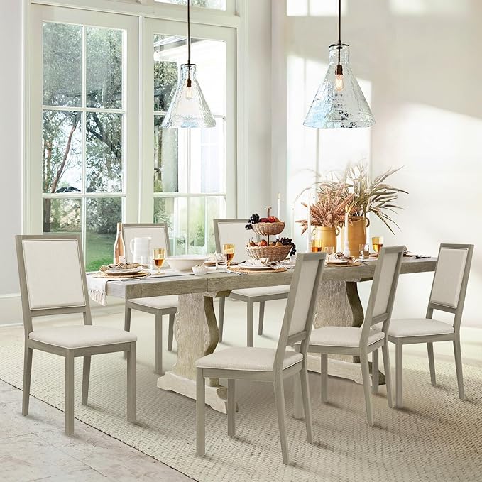 COLAMY Wood Dining Chairs Set of 6, Mid Century Modern Upholstered Kitchen - Image 2