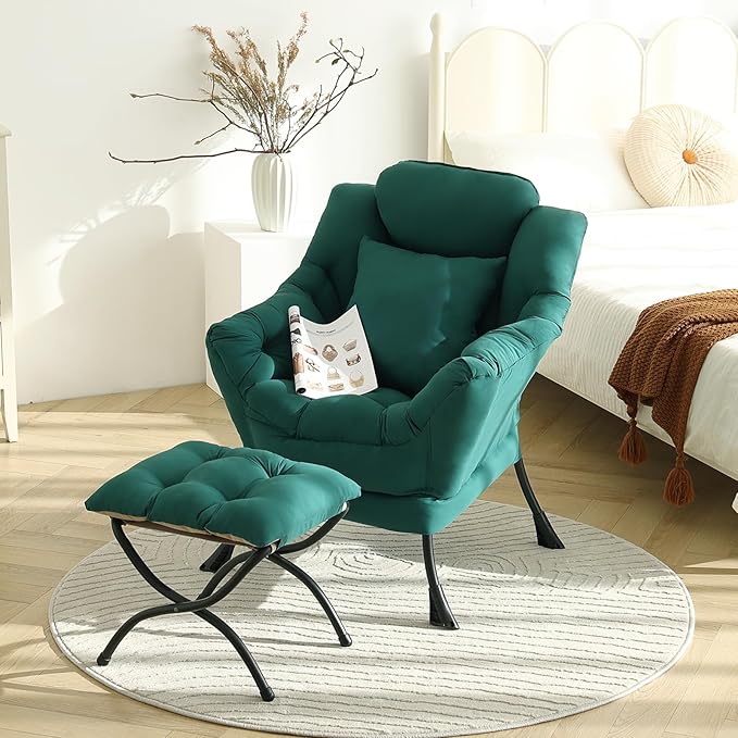 Lazy Chair with Ottoman, Modern Lounge Armchair with a Pillow, Leisure Sofa - Image 4