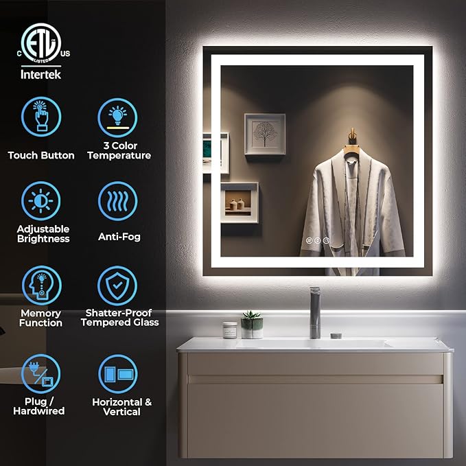 36x36 Inch LED Bathroom Mirror - Image 2