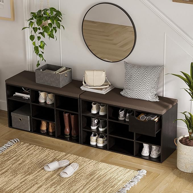DINZI LVJ Shoe Bench, Entryway Storage Bench - Image 6