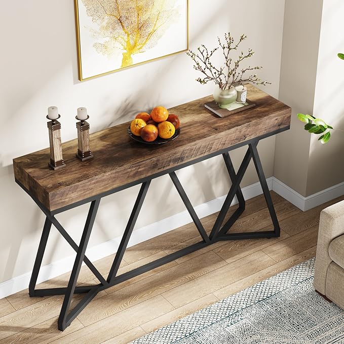 Tribesigns 55 Inch Console Table, Farmhouse Sofa Table Wood Entryway Table - Image 5