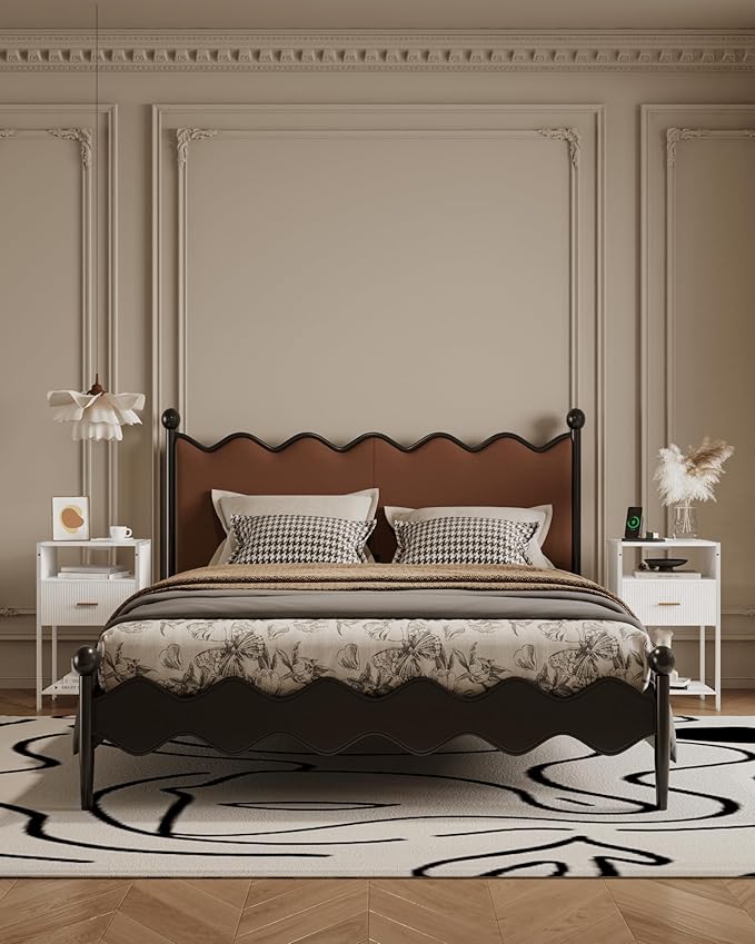 White Nightstand with Charging Station, Fluted Side Table with Drawer, Modern - Image 3