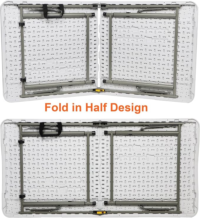 FORUP Folding Utility Table, 4ft Fold-in-Half Portable Plastic Picnic Party - Image 5
