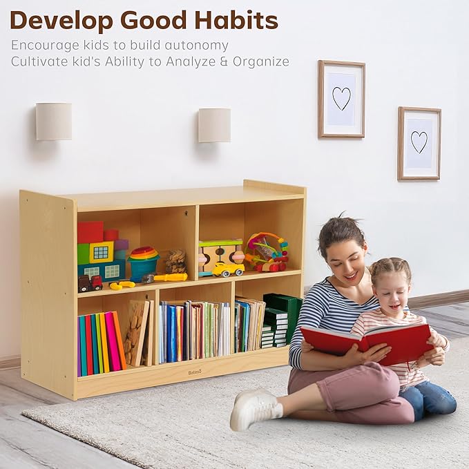 Toy Storage Organizer for Kids Room, Wooden Kids Bookshelf for Classroom - Image 5