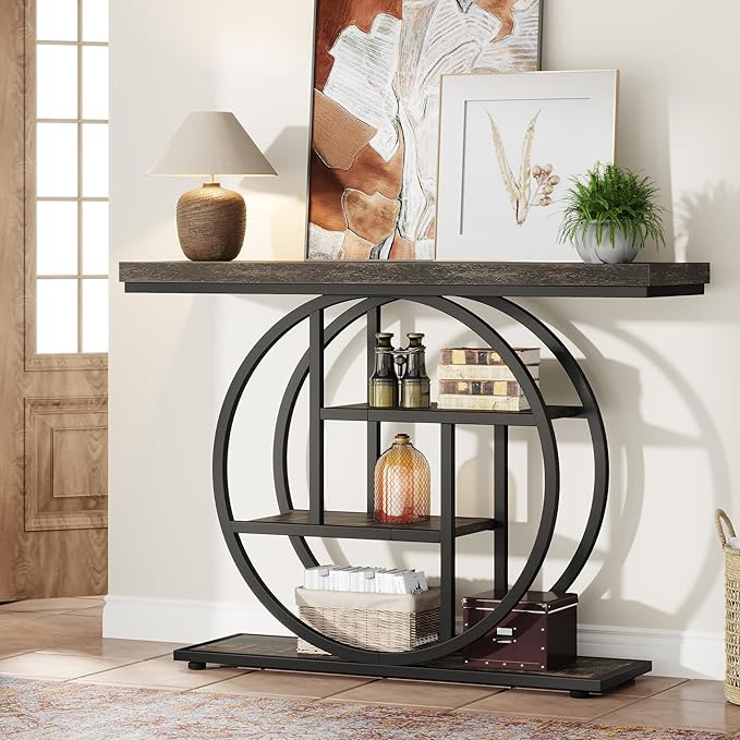 Tribesigns 41.3" Console Table, Industrial 4-Tier Sofa Table Entryway Table - Image 3