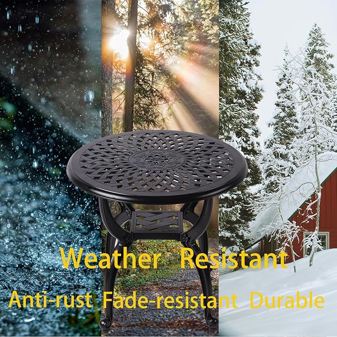 Cast Aluminum Outdoor Side Table, Small Patio Table, Outdoor Coffee Tables - Image 4
