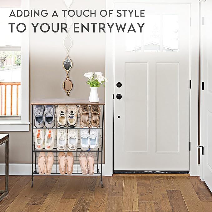 Narrow Shoe Rack for Front Door Entrance, 4-Tier Shoes Rack Storage Organizer - Image 7