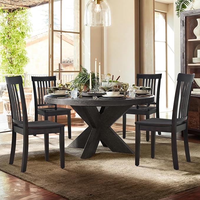 COLAMY Wooden Dining Room Chairs Set of 2, Spindle High Back Windsor Kitchen - Image 9