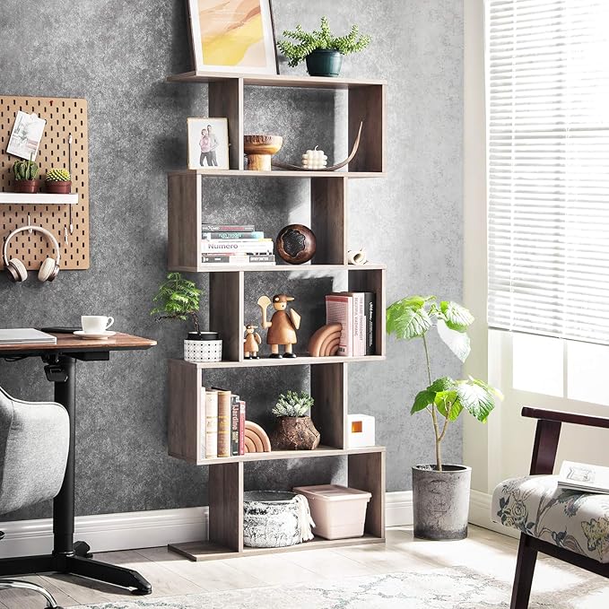 VASAGLE Wooden Bookcase, Display Shelf and Room Divider, Freestanding - Image 2