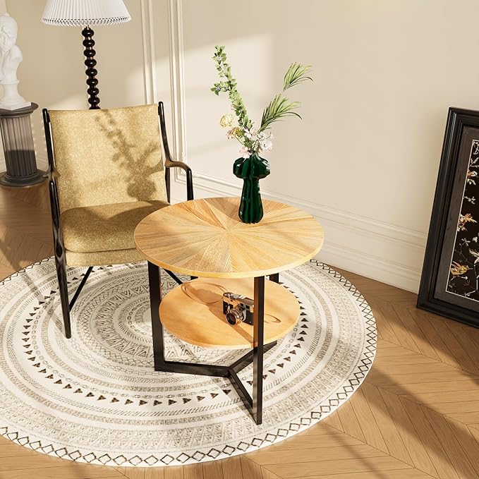 LEEMTORIG Round Side Table, Large End Table Nightstand - Image 3