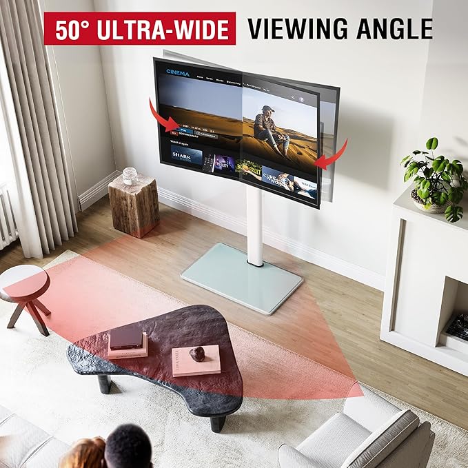 Swivel TV Floor Stand for 43-75 Inches TVs, 10 Level Height Adjustable Corner - Image 2