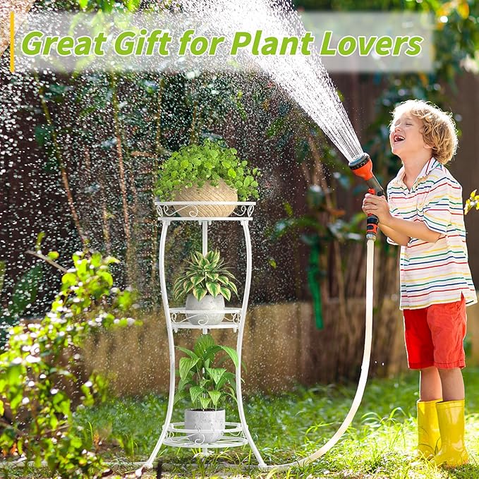 KMOTASUO 3 Tier Tall Metal Plant Stand, 34 Inch Plant Stands Indoor Outdoor - Image 4