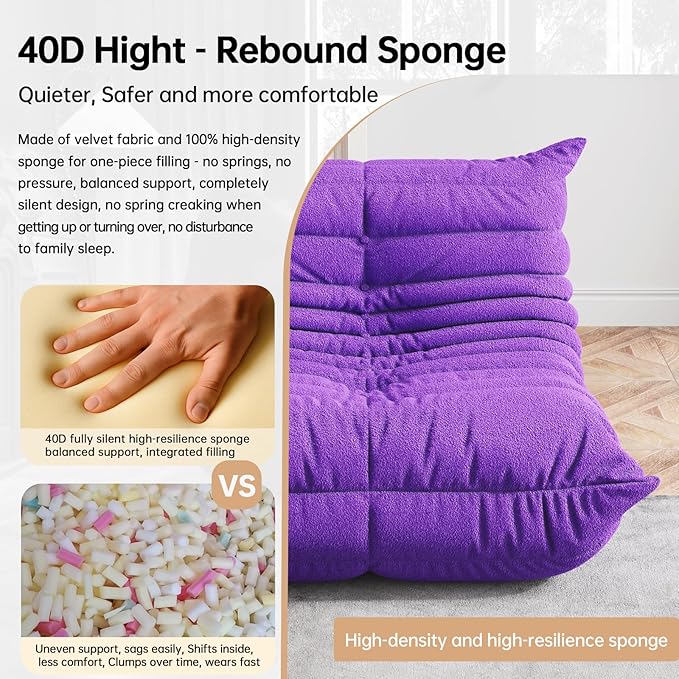 Bean Bag Chairs for Adults, BeanBag Reading Chair Memory Foam Couch 3-Seater - Image 3