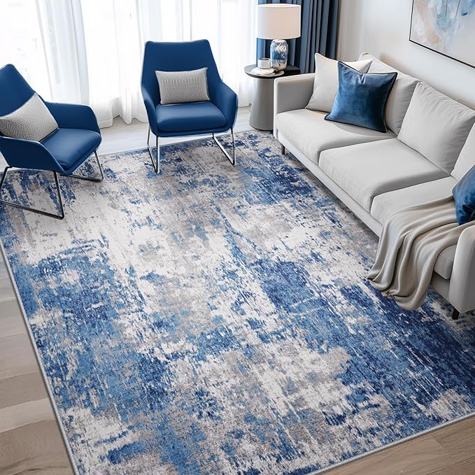 Washable Area Rugs 5'x8' Non-Slip Modern Abstract Soft by RELEANY