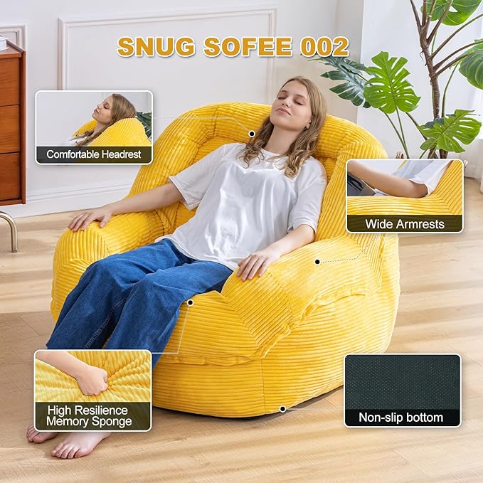 Giant Bean Bag Chair with Armrests - Image 3