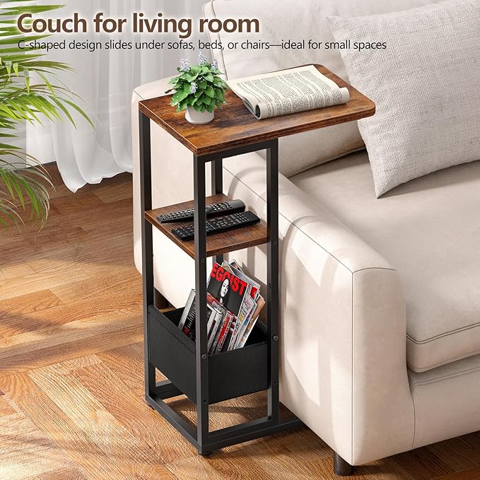C Shaped End Table, Small Side Table - Image 4