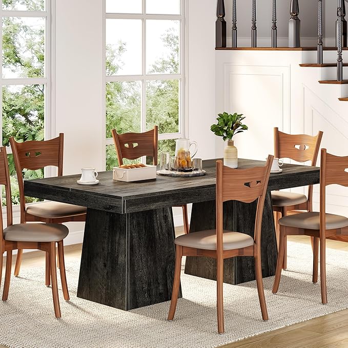 LITTLE TREE Dining Table for 4 People, 31.5-Inch Square Small Kitchen Table - Image 4