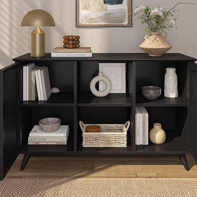 Plank+Beam Mid-Century Modern Wood TV Stand, Solid Wood Entertainment Console - Image 6