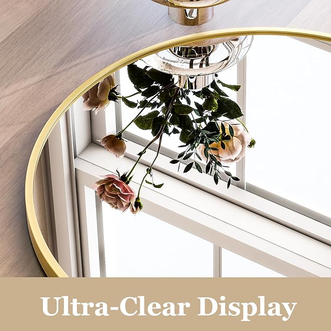 HARRITPURE Arched Wall Mirror – 30"x40" Arch Bathroom Mirror Metal Frame Vanity - Image 4