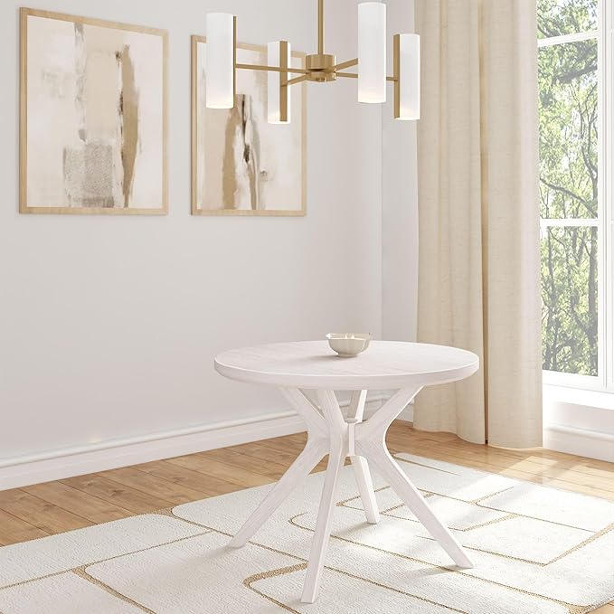 Plank+Beam Verso Round Dining Table, 38 Inch Solid Wood Kitchen & Dining Room by PlankBeam