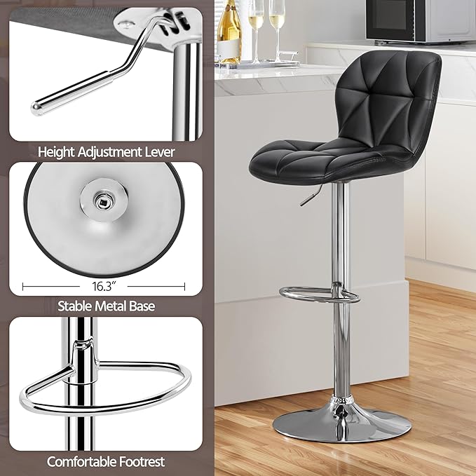 Yaheetech Bar Stools Set of 2, Modern Adjustable Kitchen Island Chairs - Image 7