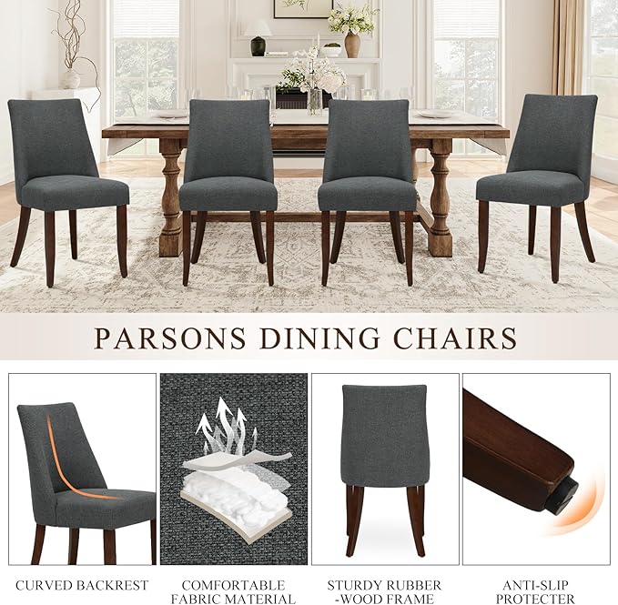 COLAMY Upholstered Dining Chairs Set of 2, Mid Century Modern Kitchen Chairs - Image 3