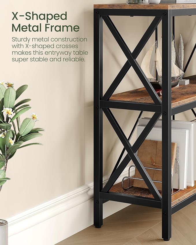 47.2" Console Table with Charging Station, 3-Tier Entryway Table, Industrial - Image 6