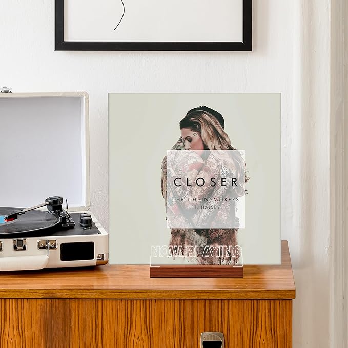 Now Playing Vinyl Record Stand, Light up Record Holder, Wooden Acrylic Display - Image 3