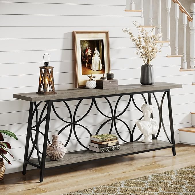 70.9-Inch Sofa Table, 2-Tier Narrow Console Table - Image 5