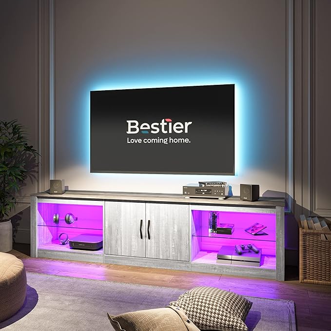 Bestier 70 Inch Led TV Stand for 75 Inch TV Large Entertainment Center Gaming - Image 7