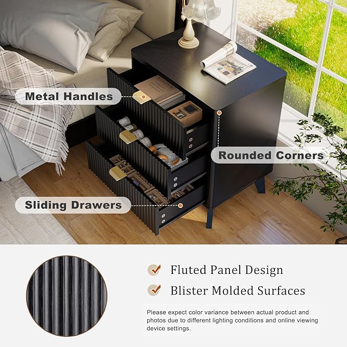 LYNCOHOME Fluted Nightstand - Image 3