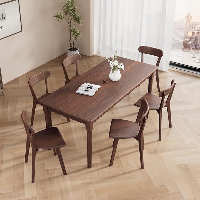 Solid Wood Dining Chairs Set of 6, Wooden Dining Room Chairs by MORDEER