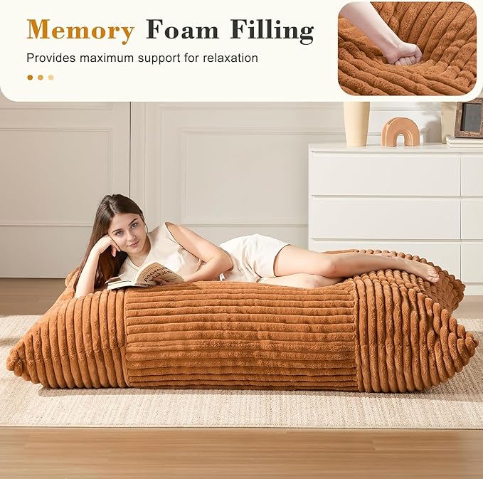 3-in-1 Giant Bean Bag Chair for Adults & Kid, Convertible Floor Sofa to Mattress - Image 2