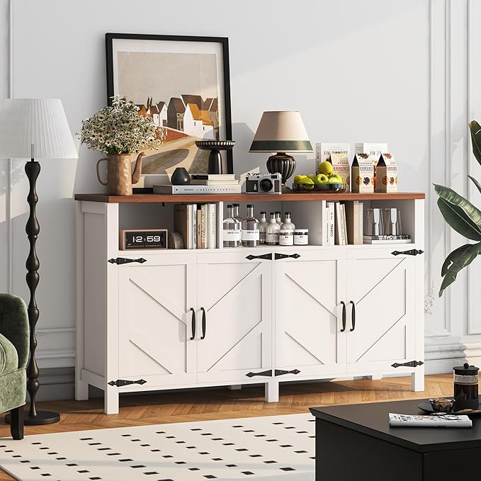 Buffet Sideboard with Storage Farmhouse with 4 Doors, Dining Room - Image 3
