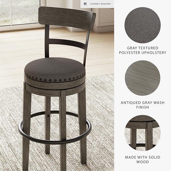Signature Design by Ashley Caitbrook 30" Farmhouse Bar Height Upholstered - Image 4