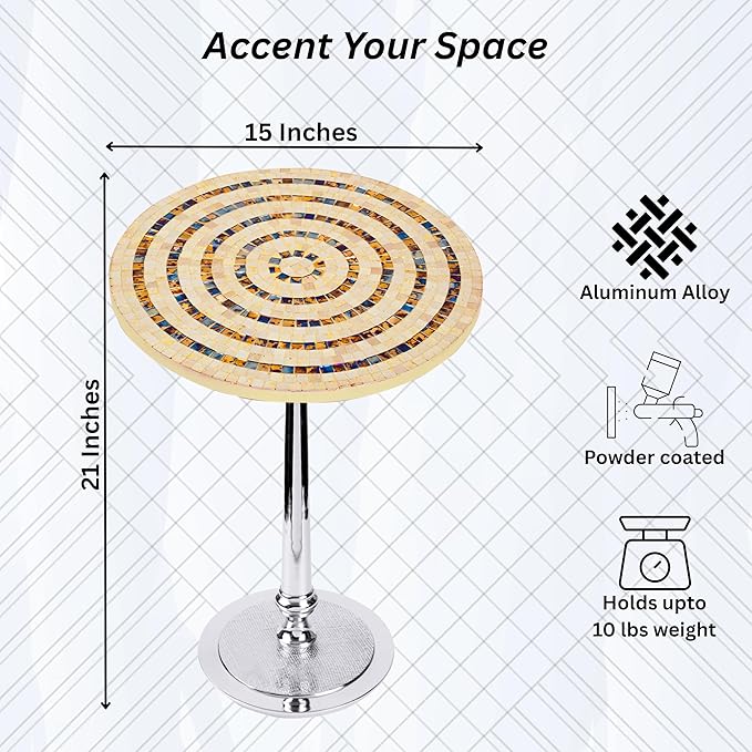 CLEENTABLE Mosaic Round End Table - Image 3