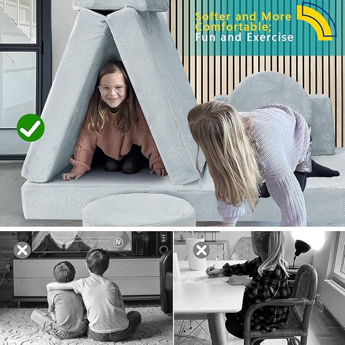 MeMoreCool Modular Kids Play Couch Sofa, and Moon Patterns - Image 6