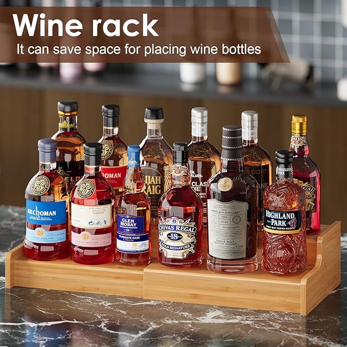 X-cosrack Expandable Liquor Bottle Display Shelf, Tabletop Wine Rack, - Image 3